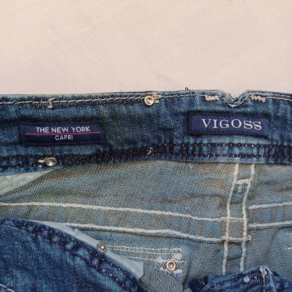 Vigoss Jeans The New York Capri Midrise Cropped Dark Wash Stretch Juniors Size 7 - Picture 9 of 14